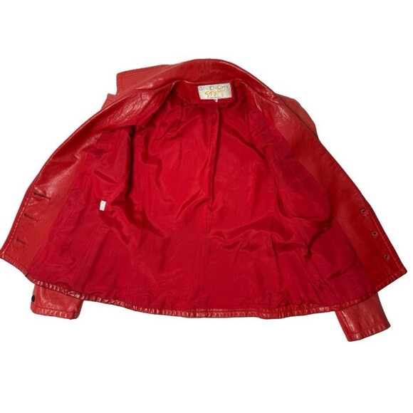 Vintage Givenchy Style Red Leather Blazer – Statement Piece! - Picture 5 of 6